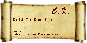 Orián Kamilla névjegykártya