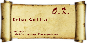 Orián Kamilla névjegykártya